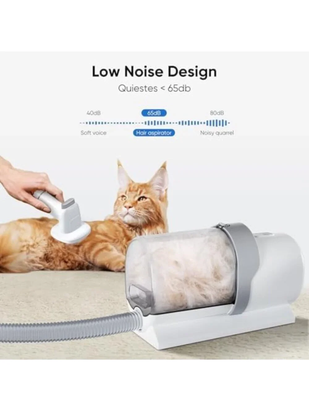 Pet Grooming Vacuum Kit for Cats & Dogs, 2.5L Dust Cup, Hair Removal Tool